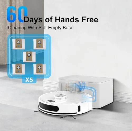 Vista 2 de Robot aspirador y trapeador autovaciado hasta 8000 Pa Robot Aspiradora de 60 días Limpieza manos libres 220 minutos de tiempo de funcionamiento
