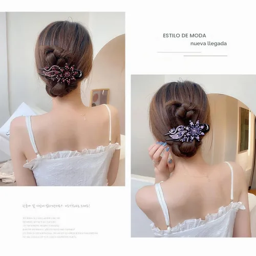 Vista 5 de Pinza para el cabello, 8 piezas de accesorios para el cabello con diamantes de imitación brillantes para mujer, pinzas decorativas de moda