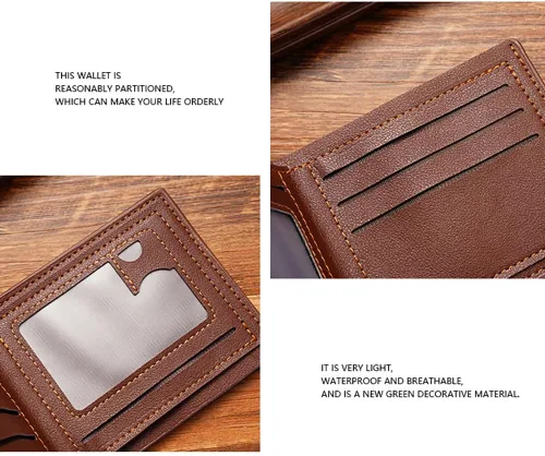 Vista 44 de Cartera delgada para hombre con monedero, cartera minimalista con cremallera, carteras plegables para hombre con tarjetero de crédito, cartera