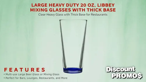 Vista 2 de Libbey - Juego de 10 vasos mezcladores, 20 onzas, transparente, pub, base gruesa, color azul
