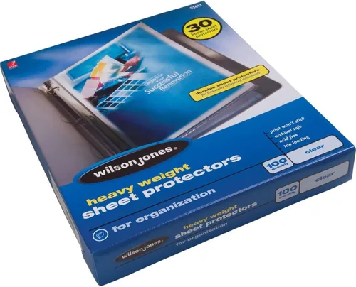 Vista 3 de Wilson Jones® Protectores de hojas de carga superior, pesados, transparentes de diamante, caja de 100