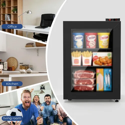 Vista 11 de COWSAR Mini congelador vertical, 2.2 pies cúbicos de pantalla compacta con puerta de cristal, 7 ajustes de temperatura ajustables (-1 a -14℉)