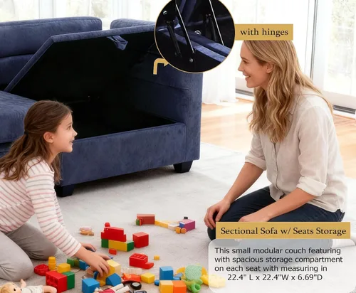 Vista 3 de Sofá de dos plazas con asientos de almacenamiento, seccional modular pequeño para espacios pequeños con brazos y respaldos reclinables, sofá de 2