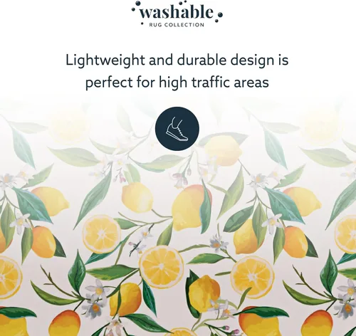 Vista 16 de Linon The Anywhere - Alfombra lavable Wesley marfil/amarillo, 5 x 7 pies Wesley Marfil y Amarillo