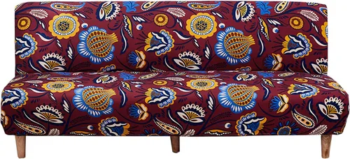 Vista 8 de WOMACO Funda Elástica para Futón Fundas para Sofá Cama Tamaño Full Twin Queen Negro Sin Brazos Protector de Sofá Loveseat con Fondo Elástico