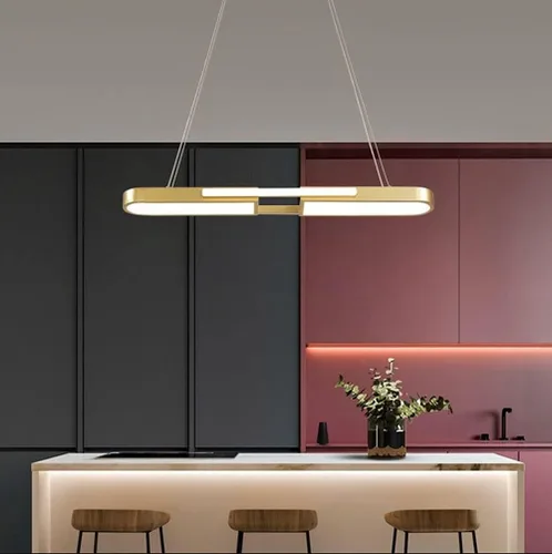 Vista 4 de Genérico Araña moderna, Lámpara LED de atenuación de la mesa de comedor de hierro forjado ovalada luces colgantes rectángulo restaurante colgante