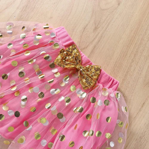 Vista 6 de Vestido de princesa de cumpleaños para niñas pequeñas, chaleco sin mangas, falda tutú de malla con lunares