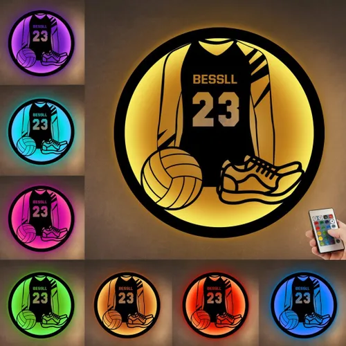 Vista 32 de Letrero de metal de jersey deportivo personalizado con luz LED, nombre y número personalizado, letrero de neón con nombre personalizado, decoración