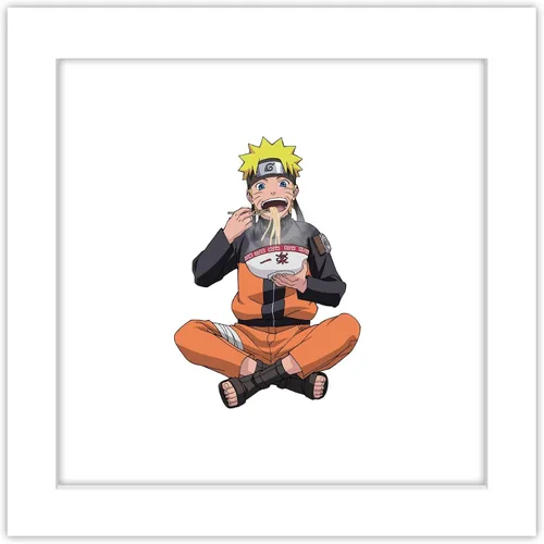 Vista 11 de Gallery Pops Naruto Shippuden - Arte de pared de Naruto Uzumaki comiendo fideos, versión enmarcada negra, 12 x 12 pulgadas