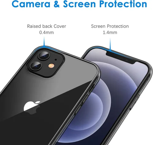 Vista 5 de JETech - Funda para iPhone 12/12 Pro de 6.1 pulgadas, cubierta para teléfono a prueba de golpes que no se pone amarilla, parte trasera transparente