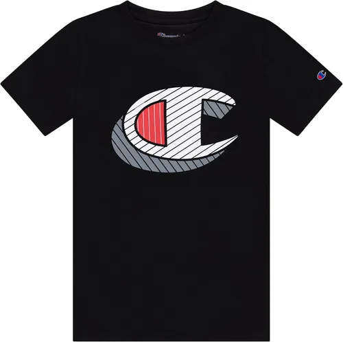 Vista 3 de Champion Camiseta deportiva de manga corta para niños, ideal para gimnasio, deportes y escuela, Negro en rodajas C