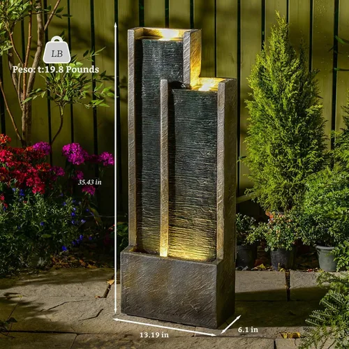 Vista 5 de Bumilgar - Fuente de agua para interiores de 35.4 pulgadas, moderna cascada