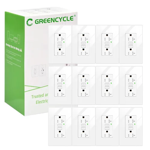 Vista 74 de Greencycle Toma GFCI de 15 amperios con puertos USB C y USB A, 1 unidad de toma eléctrica GFCI de prueba automática con USB, con indicador LED