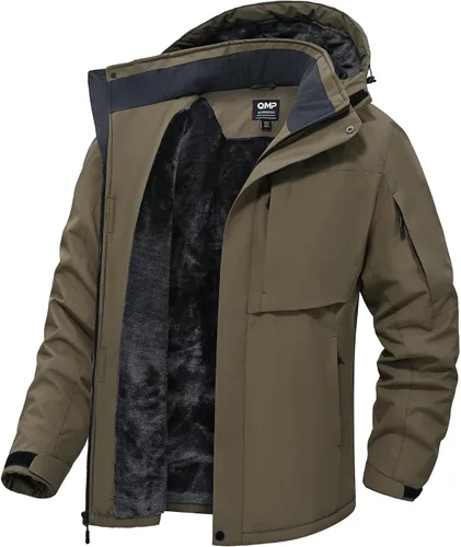 Vista 10 de Chaquetas de invierno para hombre, esquí, nieve, impermeable, forro polar, resistente al viento, 6 bolsillos
