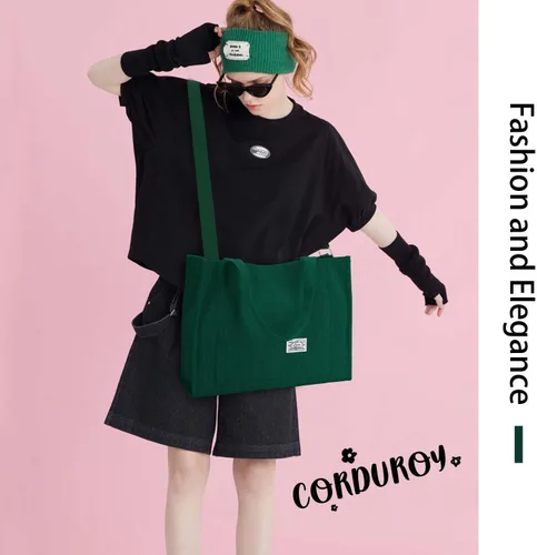 Vista 3 de Corduroy Tote Bag for Women Small Satchel Bag Mini Tote Bag Aesthetic Crossbody Bag Handbag - Work Travel Shopping