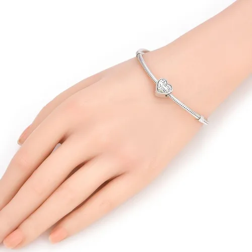 Vista 3 de Adabele Pulsera de plata de ley maciza hipoalergénica con forma de corazón para todos los demás, collar de pulsera para mujer, regalo personalizado