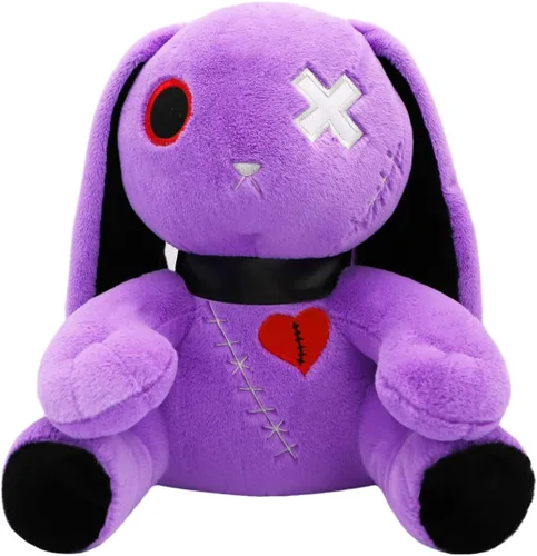 Vista 9 de ELAINREN Oso de peluche morado gótico, animales de peluche espeluznantes de Halloween Oso de peluche de decoración de regalo/30 cm