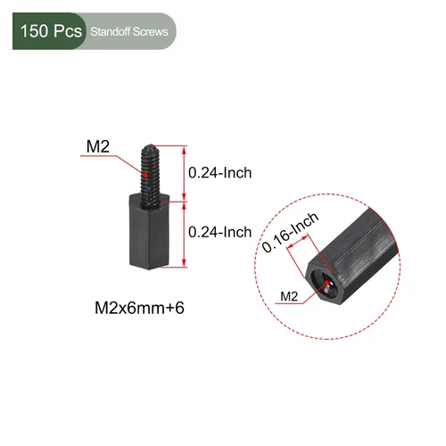 Vista 2 de YOKIVE 150 tornillos de separación M2, separadores hexagonales de nailon para PCB con alto efecto de aislamiento, mantiene la altura consistente