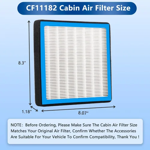 Vista 6 de CF11182 Filtro de aire de cabina con carbón activado para Honda Civic, Clarity, CR-V CRV, CR-Z CRZ, Fit, HR-V HRV, Insight, Odyssey y Acura RDX, TLX