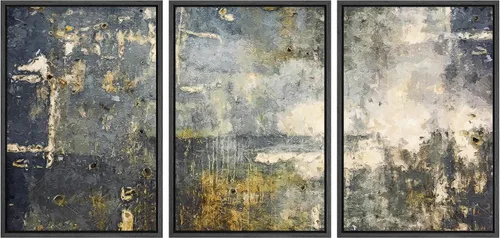Vista 286 de wall26 Lienzo enmarcado para pared, juego de arte de acuarela pastel, paisaje rural, ilustraciones con formas abstractas, arte moderno, decorativo