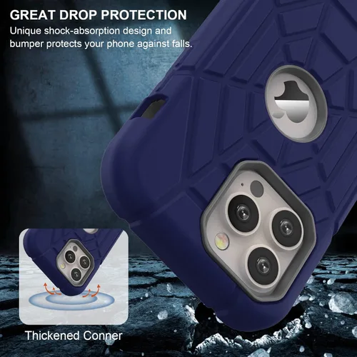 Vista 4 de Grifobes Funda diseñada para iPhone 14 Pro, silicona gruesa 3 en 1, resistente, a prueba de golpes, resistente, funda de goma de 6.1 pulgadas