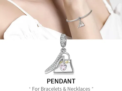 Vista 3 de CHTLOR Crystal Owl,Astronauts Beads,Bee charm,Warm Swan,Halloween Series Charm 925 Sterling Silver Pendant Women's Necklace Bracelet DIY pendant Fit