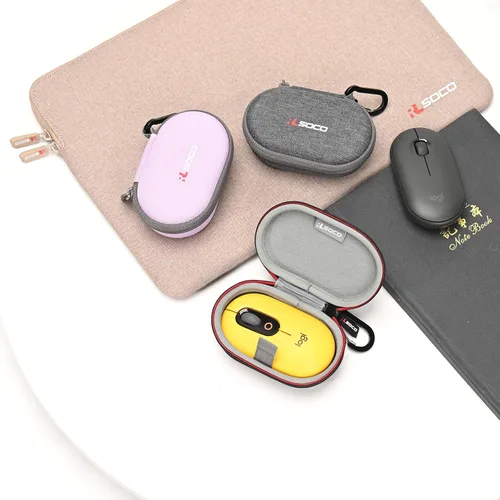 Vista 7 de RLSOCO Funda de transporte para Logitech Pebble Mouse 2 M350s Slim/POP/Pebble Bluetooth Ratón inalámbrico con llavero - Negro (solo funda)