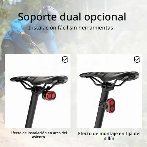 Vista 6 de Luces de bicicleta para conducción nocturna 11+20 modos USB recargable bicicleta 14 LED luz ultra brillante delantera y trasera IPX6 impermeable