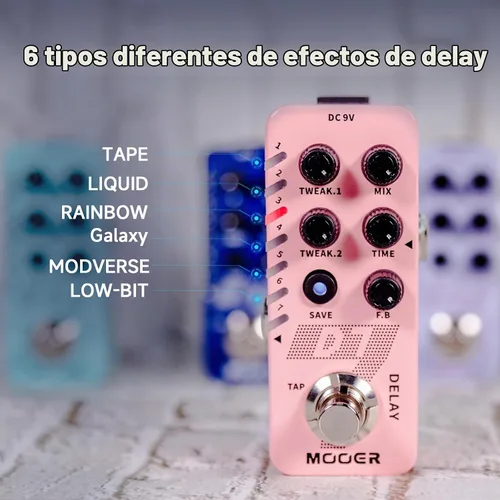 Vista 2 de MOOER Pedal de guitarra D7 Delay con 6 cintas de retardo diferentes y grabación Looper de 150s, función ajustable múltiple, tempo de toque Surpport