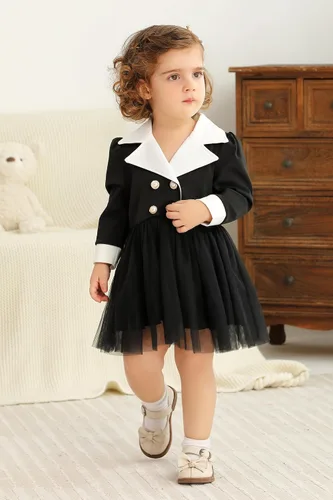 Vista 2 de YOUNGER TREE Disfraz de tutú negro para niñas pequeñas, de Halloween, para niñas, tallas 3M-7T