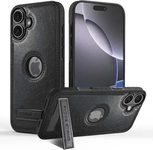 Vista 34 de Funda de cuero para iPhone 13 Pro, funda protectora delgada con función atril a prueba de golpes, soporte invisible integrado compatible con iPhone