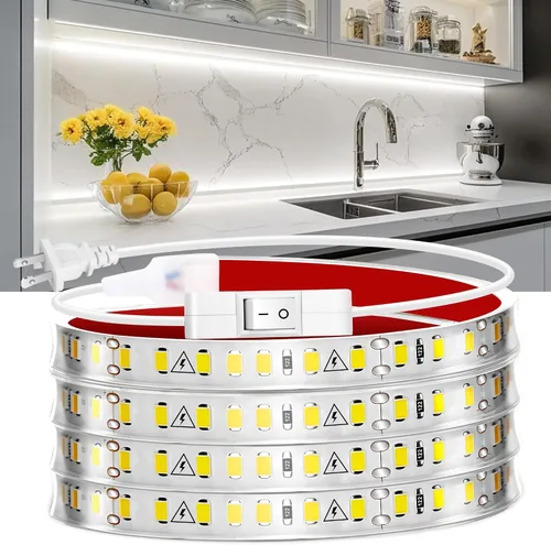 Vista 9 de maylit Tira de Iluminación LED para Debajo del Gabinete con Enchufe de 48 pulgadas, Barra de Luz LED Pequeña Ultra Brillante, 2700K Blanco Cálido
