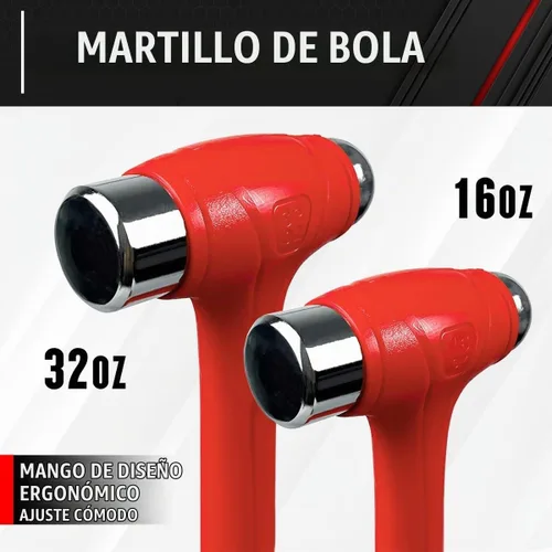 Vista 6 de C&T Juego de Martillos de 5 Piezas, Martillo de Bola de 16oz Martillo de Bola de 32oz Mazo de Goma de 32oz Martillo de Trineo de 3lb