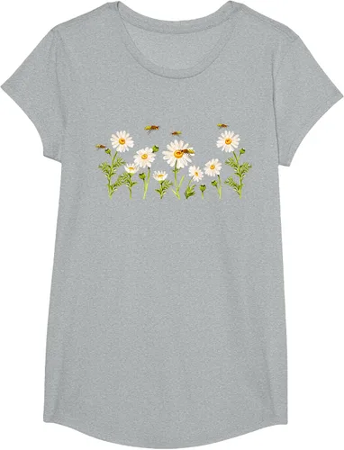 Vista 53 de Marguerites Daisy - Camiseta de verano con margaritas de jardín de flores, Negro, S