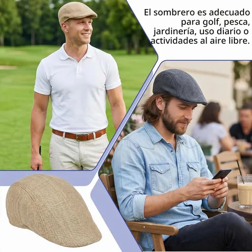 Vista 6 de 9 gorras de periódico para hombre, sombrero plano de periódicos, gorras planas para hombre, multicolor