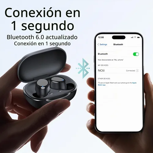 Vista 6 de Redpepper Auriculares inalámbricos con cancelación activa de ruido Bluetooth 6.0 con micrófonos incorporados, llamadas claras de 0.14 oz