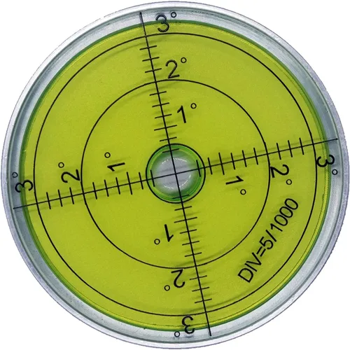 Vista 6 de GEONASSUR Nivel de Burbuja Horizontal de Alta Precisión en Aluminio Herramienta de Nivelador Circular Redondo de 2.4 Pulgadas 60mm (Negro, Verde)