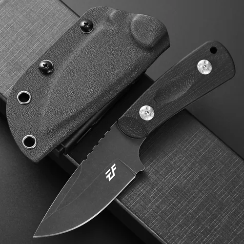 Vista 2 de Cuchillo de hoja fija Eafengrow EF121 D2 con hoja de acero y mango G10 con funda Kydex para actividades al aire libre y camping