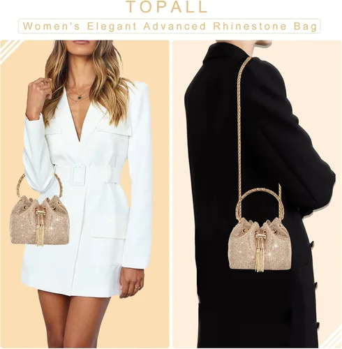 Vista 3 de Bolso de noche con diamantes de imitación para mujer, bolso de mano plateado con diamantes brillantes para mujer, fiesta, club, boda, baile