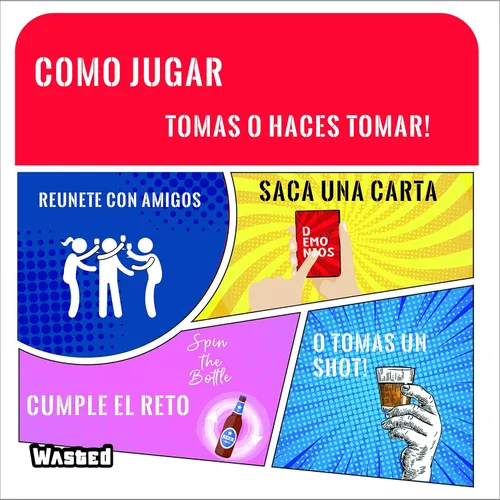 Vista 5 de WASTED - El juego de fiesta de Happy Ending Games - Tarjetas de juego - Juego de mesa de desafíos (versión en español)