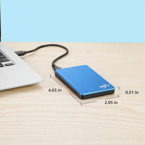 Vista 5 de NRICO Disco Duro Externo Portátil de 500GB, USB 3.0, HDD de 2.5 Pulgadas, Almacenamiento Compatible para PC, Mac, Escritorio, PS4 (500GB, Azul)