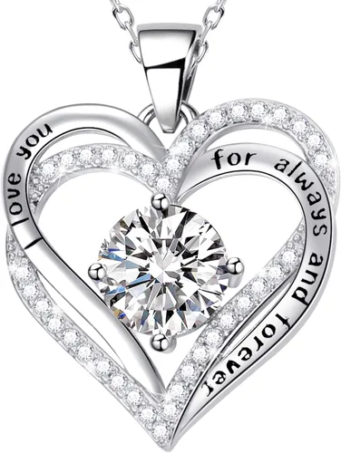 Vista 8 de Collares de corazón para mujer como regalo de Navidad para ella, collares rojos con texto en inglés "I Love You" como regalo de cumpleaños