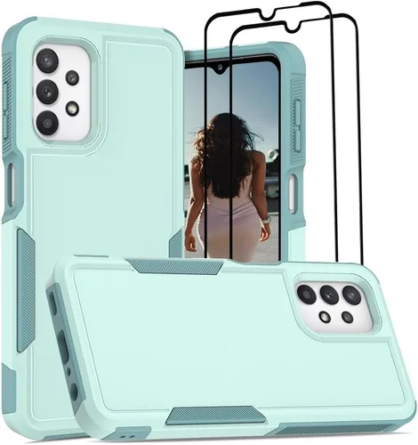 Vista 338 de Jeylly Compatible con Samsung Galaxy A22 5G Funda, Funda Samsung A22 5G con 2pcs protectores de pantalla de vidrio templado