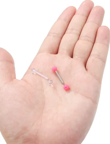 Vista 5 de Prjndjw 8-12 pares de anillos para pezón de acero quirúrgico de 14G y 16G, anillos para lengua de acero quirúrgico, piercing para pezón, diamantes