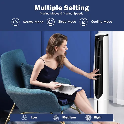 Vista 3 de DORTALA Swamp Cooler, enfriador de aire evaporativo con 4 paquetes de hielo, control remoto, temporizador de 9 horas, 3 modos, 3 velocidades, 70