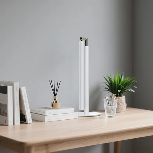 Vista 9 de Lámpara de Escritorio LED Blanca - Luz de Escritorio Industrial Plegable para Oficina en Casa, Lámpara de Mesa Regulable de 15W para Lectura