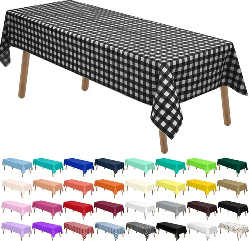 Vista 20 de Manteles de Plástico Azul Claro Paquete de 2 Cubiertas de Mesa Desechables 54 x 108 Pulgadas Manteles para Baby Shower Fiesta PEVA Manteles Azul