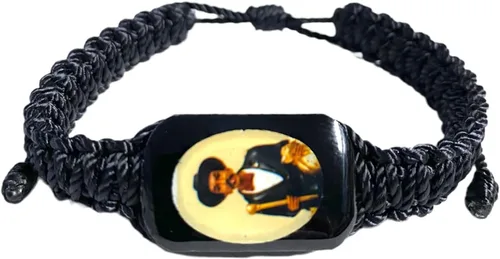 Vista 3 de San Simon Pulsera Escapulario Oval Madera Negra 2 Pc Set Pulsera Escapulario Madera Negra San Simon, Madera, No es una piedra preciosa