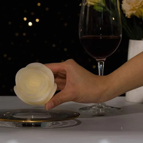Vista 5 de Velas flotantes LED sin llama, rosa de cera de 2.5 pulgadas con batería LED parpadeante que funciona más de 100 horas de velas impermeables