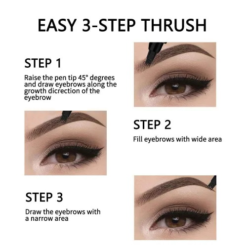 Vista 5 de Lápiz de cejas Microblading con 4 puntas de tenedor, crea maquillaje duradero, cubierta de lápiz de cejas natural profesional, áreas dispersas
